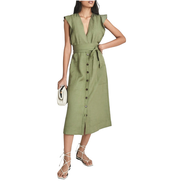 Reiss Dresses & Skirts - Reiss Button Down Dress Emma Shirtdress *Missing Belt* Olive Green Size 2